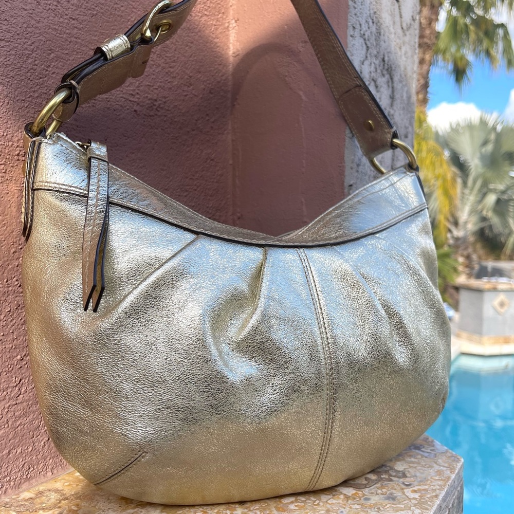 Coach Gold Metallic Hobo Shoulder Bag